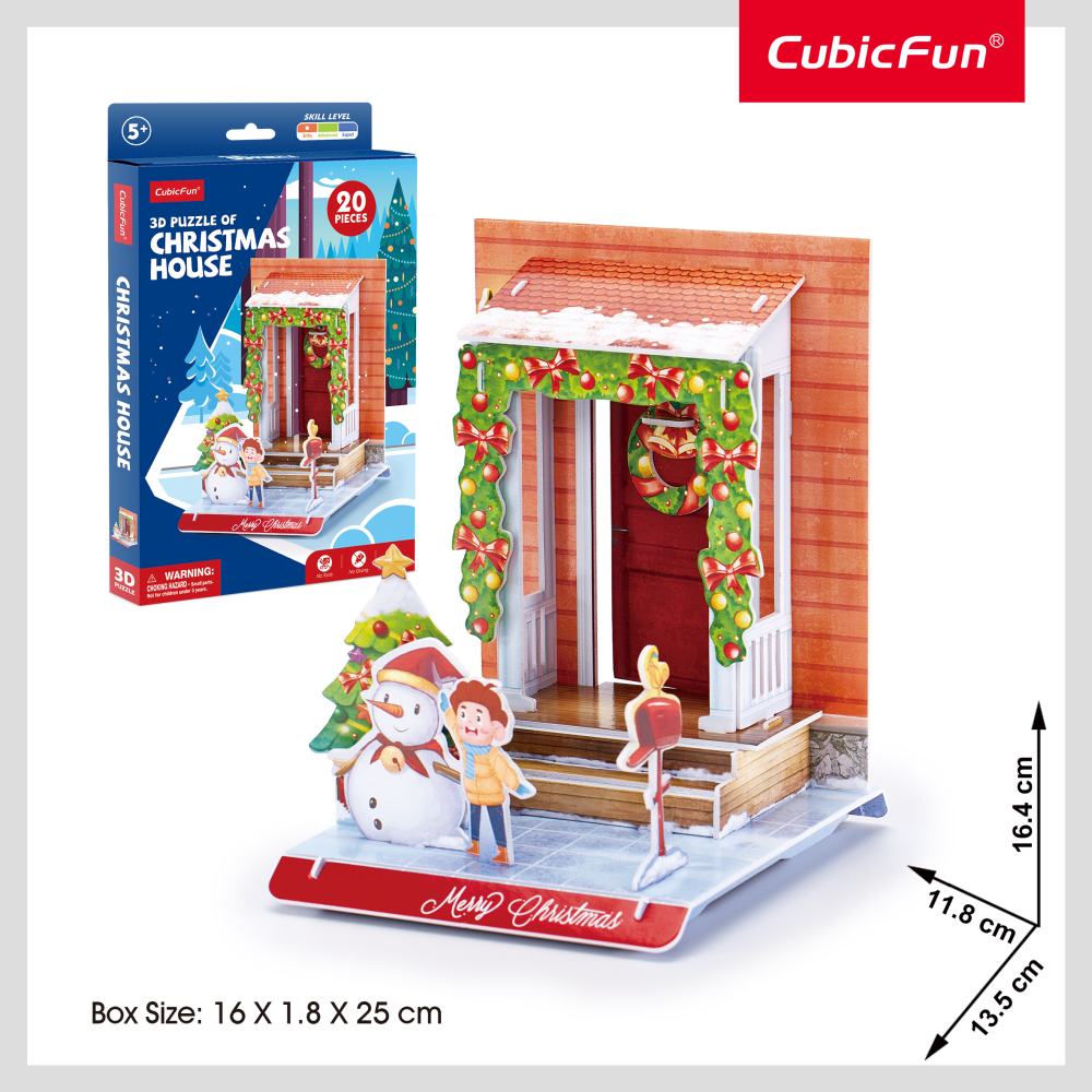 CUBIC FUN - PUZZLE 3D CASA DECORATA DE CRACIUN 20 PIESE - CUBIC FUN (CUW3154h)