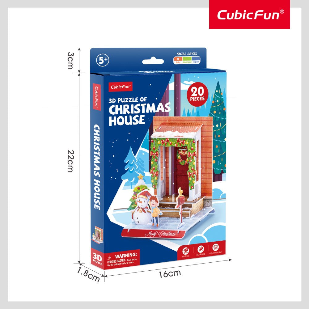 CUBIC FUN - PUZZLE 3D CASA DECORATA DE CRACIUN 20 PIESE - CUBIC FUN (CUW3154h)