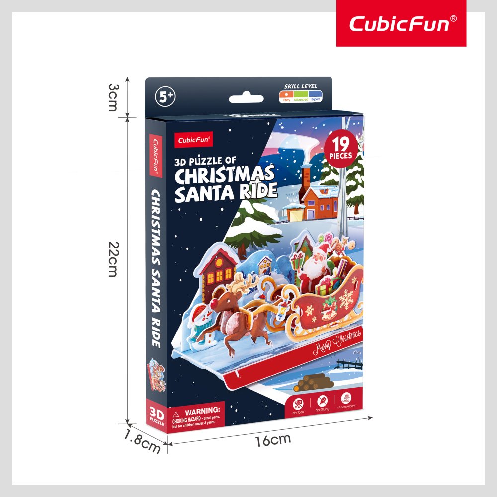 CUBIC FUN - PUZZLE 3D SANIA LUI MOS CRACIUN 19 PIESE - CUBIC FUN (CUW3156h)