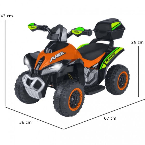 ATV QUAD DE TEREN ELECTRIC, PORTOCALIU CU VERDE - GLOBO (GL41341)