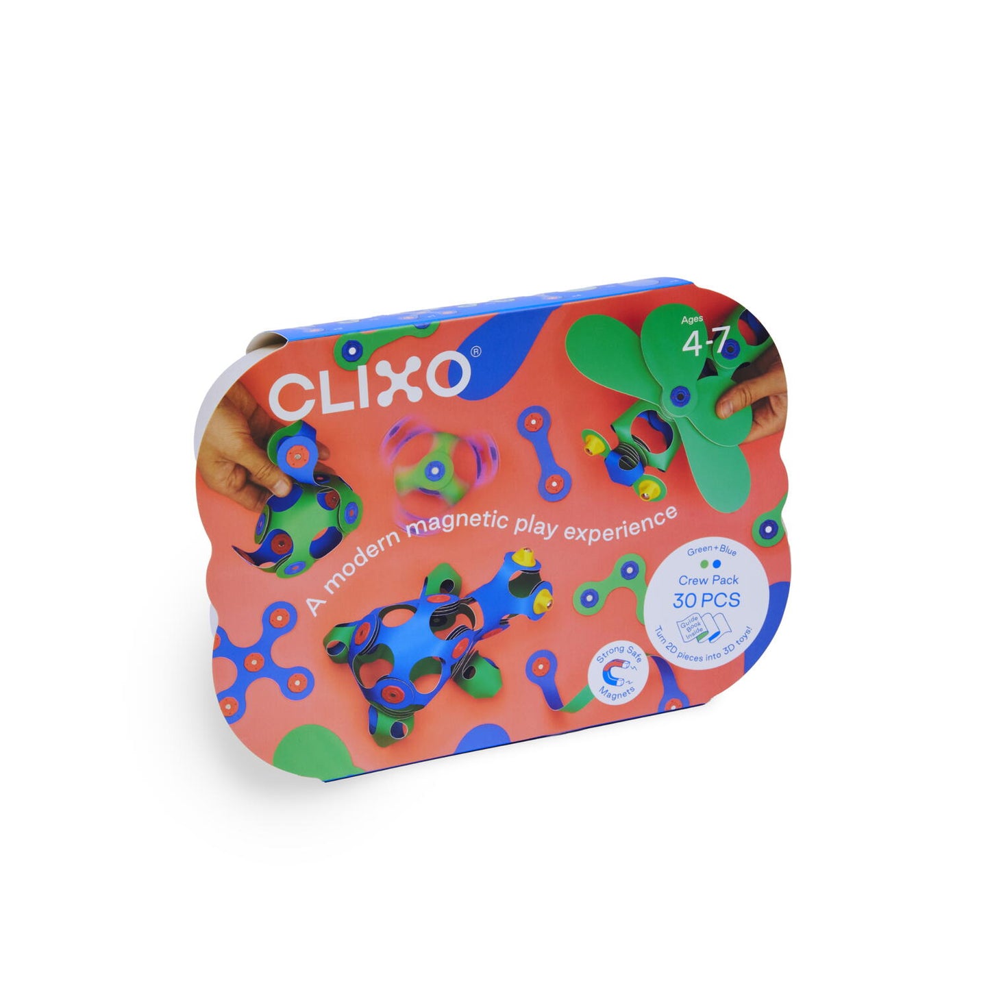 CLIXO® JOC MAGNETIC DE CONSTRUIT - CREW ALBASTRU & VERDE (30 PIESE) - CLIXO (CL-CREW-BG-1)