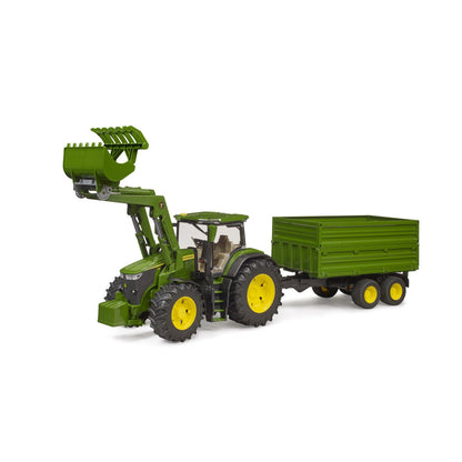 JOHN DEERE 7R 350 TRACTOR WITH FRONT LOADER AND TIPPER TRAILER ON AXLE - BRUDER (BR03155)