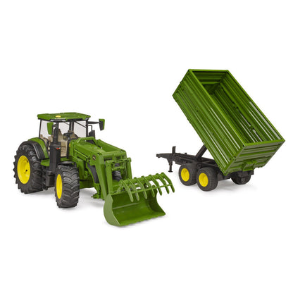 JOHN DEERE 7R 350 TRACTOR WITH FRONT LOADER AND TIPPER TRAILER ON AXLE - BRUDER (BR03155)