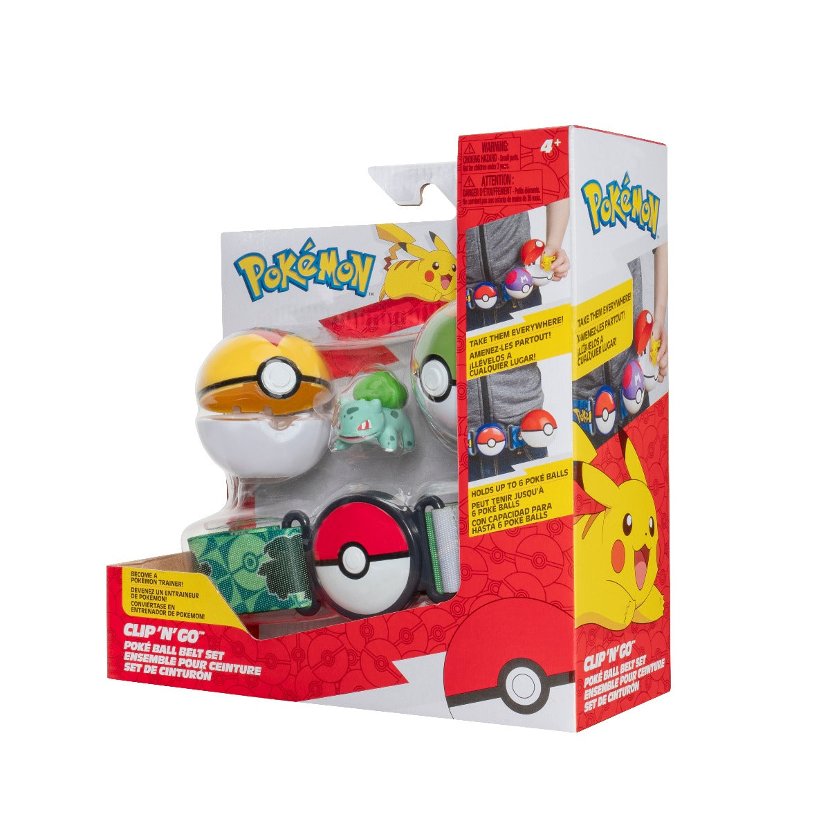 POKEMON - SET FIGURINA SI CENTURA CLIP N GO, BULBASAUR #1 WITH LEVEL BALL, NEST BALL AND BULBASAUR THEMED BELT W16 (PKW3646)