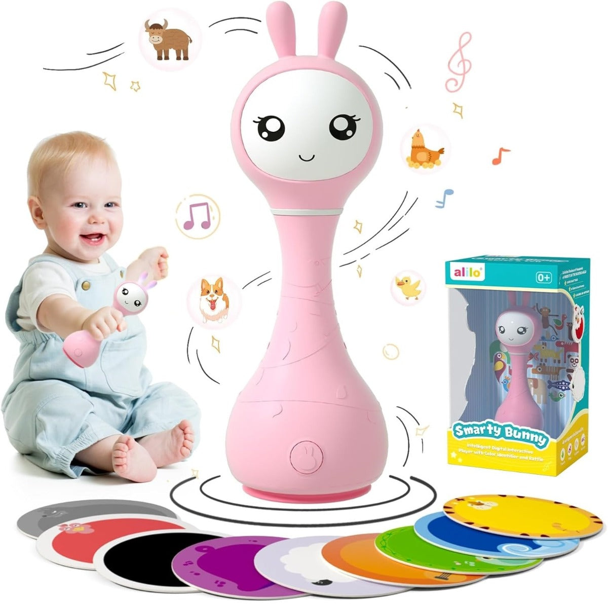 ALILO SMARTY BUNNY - IEPURAS INTERACTIV PENTRU BEBELUSI, ROZ, RO/EN (R1/Pink)