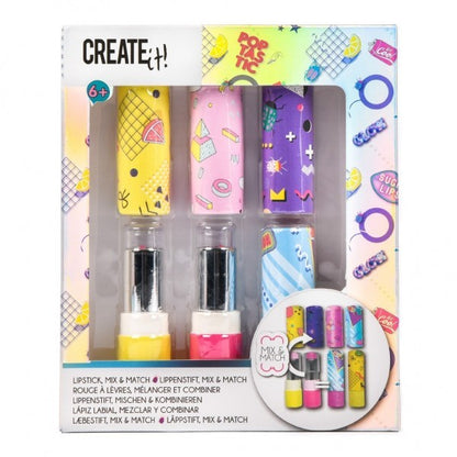 SET POPTASTIC 2 RUJURI COLORATE CU 2 CAPACE DE SCHIMB PENTRU FETITE - CREATE IT (VDM2008662)