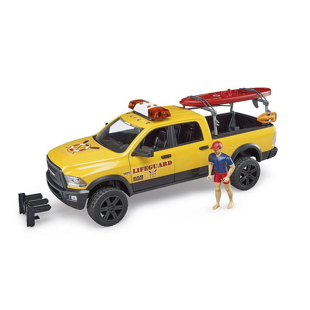 BRUDER - MASINA LIFEGUARD RAM 2500 CU FIGURINA SI CAIAC - BRUDER (BR02506) - Libelula Vesela - Jucarii