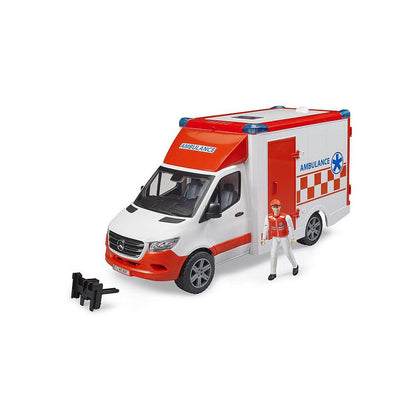 BRUDER - AMBULANTA MERCEDES BENZ CU SOFER SI SIRENA - BRUDER (BR02676) - Libelula Vesela - Jucarii