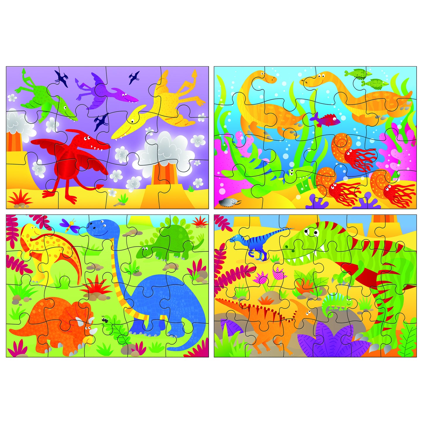 SET 4 PUZZLE-URI DINOZAURI (12, 16, 20, 24 PIESE) (1004735) - Libelula Vesela - Jucarii