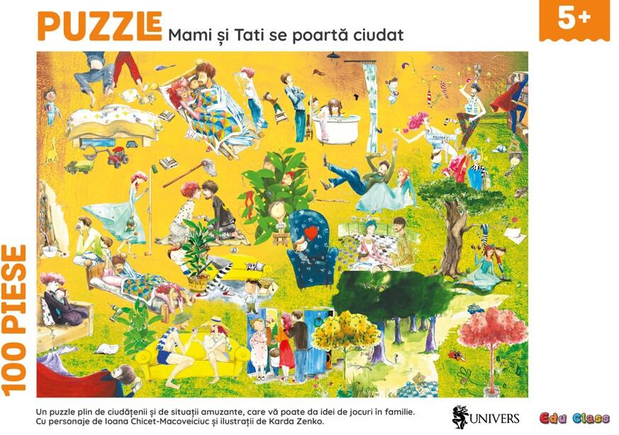 PUZZLE - MAMI SI TATI SE POARTA CIUDAT (100 PIESE) - EDU CLASS (EDU005) - Libelula Vesela - Jucarii