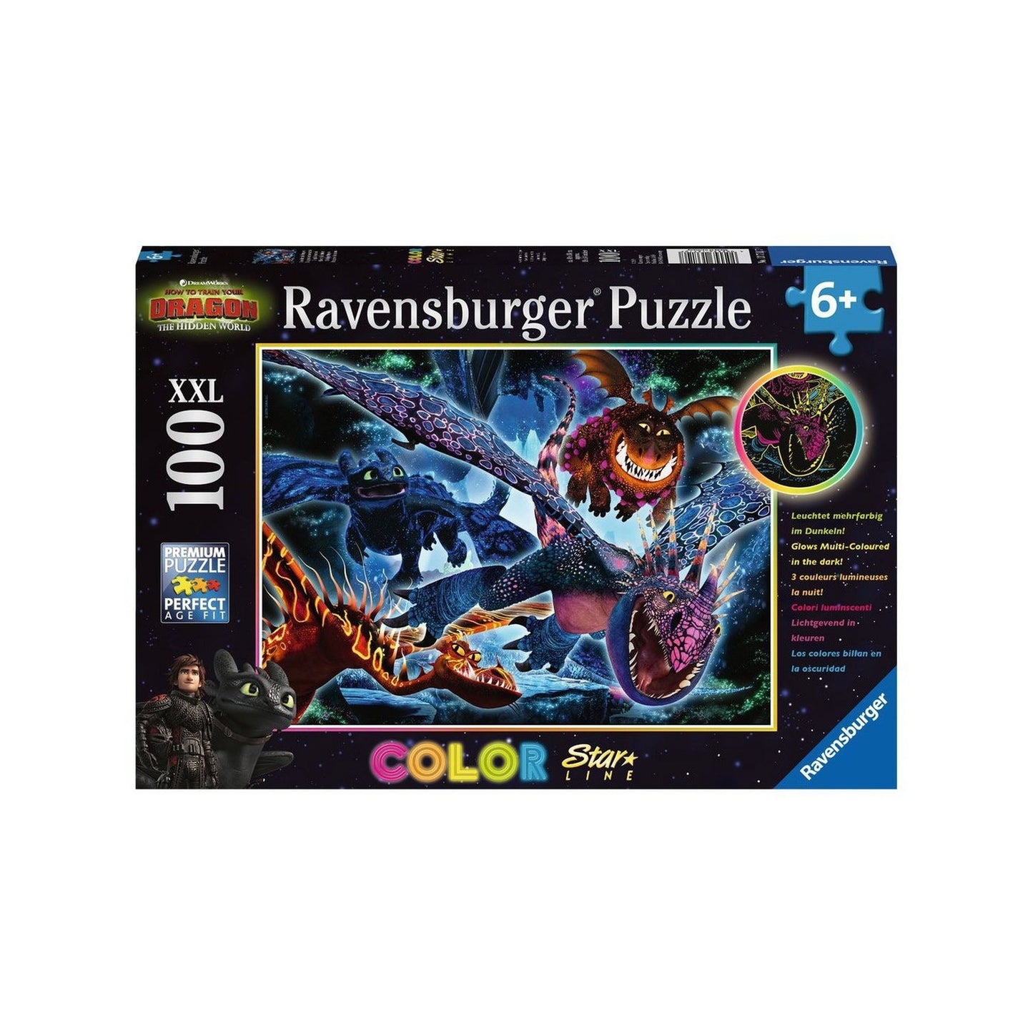 PUZZLE DRAGONS 3, 200 PIESE STARLINE - RAVENSBURGER (RVSPC13710) - Libelula Vesela - Jucarii