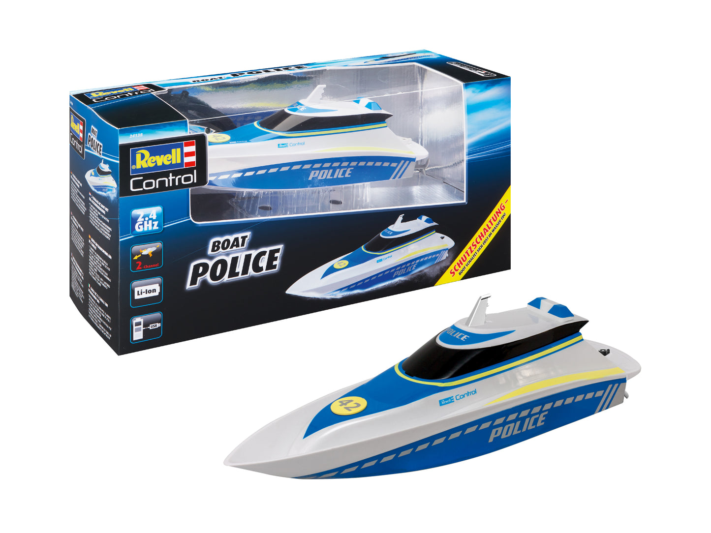 RC BOAT "POLICE" RADIOCOMANDAT - REVELL (RV24138) - Libelula Vesela - Jucarii