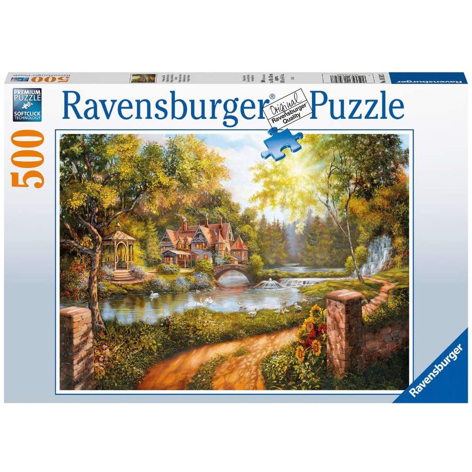 PUZZLE CASUTA LANGA RAU, 500 PIESE - RAVENSBURGER (RVSPA16582) - Libelula Vesela - Jucarii