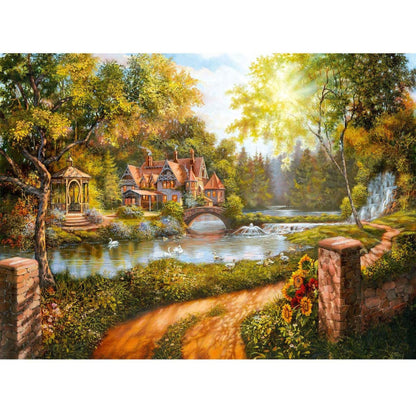 PUZZLE CASUTA LANGA RAU, 500 PIESE - RAVENSBURGER (RVSPA16582) - Libelula Vesela - Jucarii