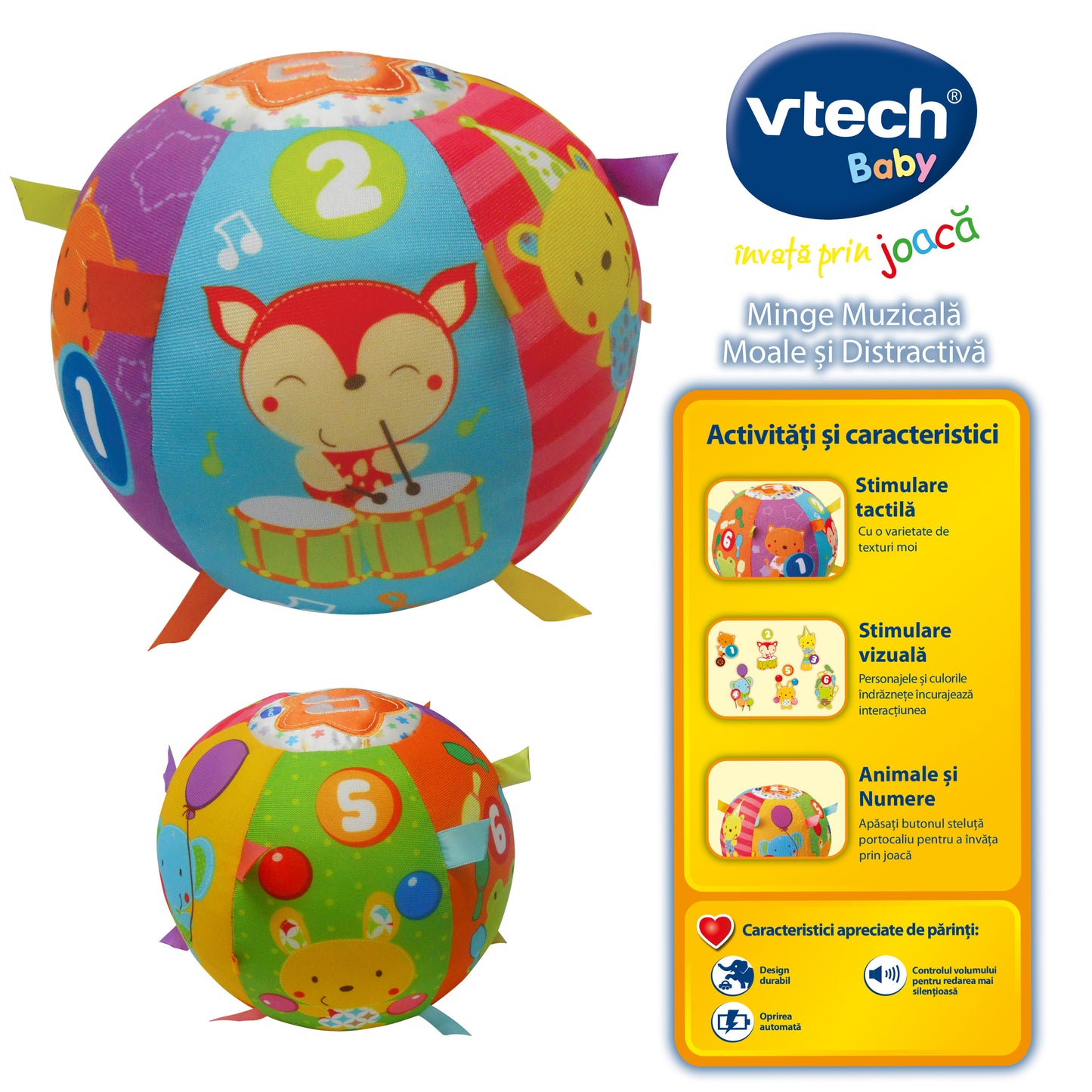 MINGE MUZICALA MOALE SI DISTRACTIVA - VTECH (VT166112) - Libelula Vesela - Jucarii