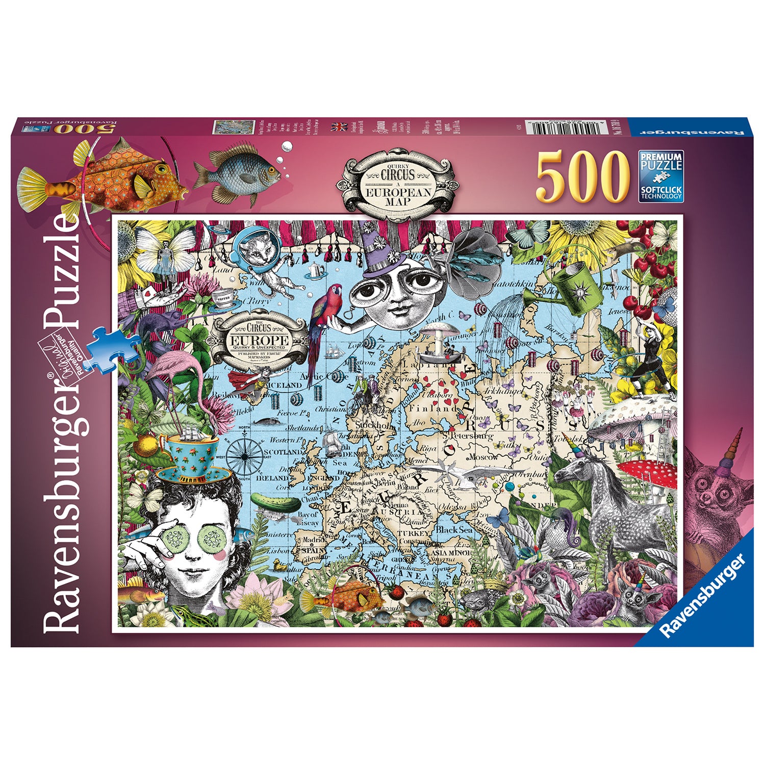 PUZZLE HARTA EUROPEI, 500 PIESE - RAVENSBURGER (RVSPA16760) - Libelula Vesela - Jucarii