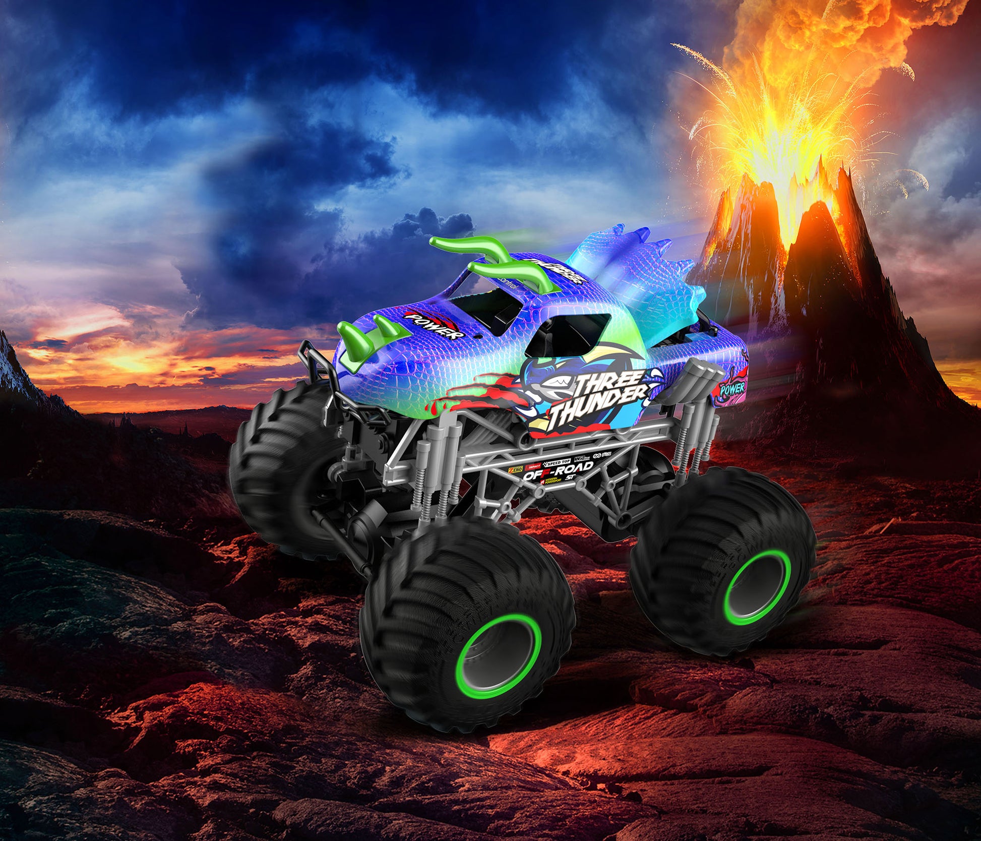 MASINA CU TELECOMANDA DINO MONSTER TRUCK THREE THUNDER - REVELL (24556) - Libelula Vesela - Jucarii