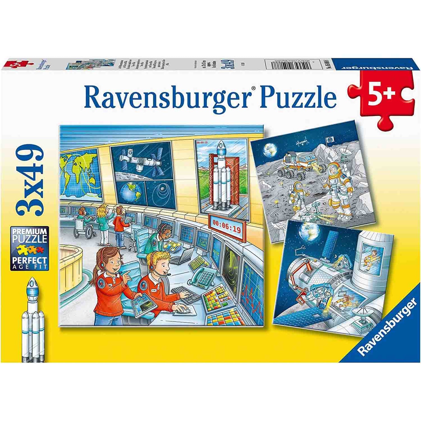 PUZZLE TOM SI MIA IN SPATIU, 3X49 PIESE - RAVENSBURGER (RVSPC05088) - Libelula Vesela - Jucarii