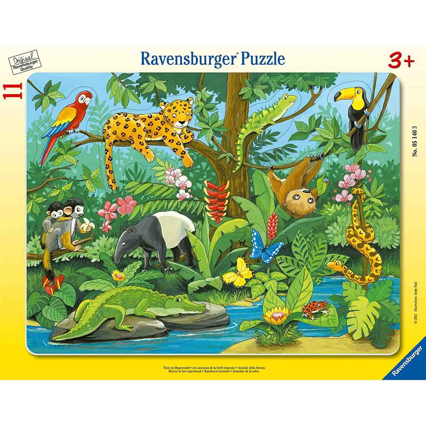 PUZZLE TIP RAMA ANIMALE IN JUNGLA, 11 PIESE - RAVENSBURGER (RVSPC05140) - Libelula Vesela - Jucarii