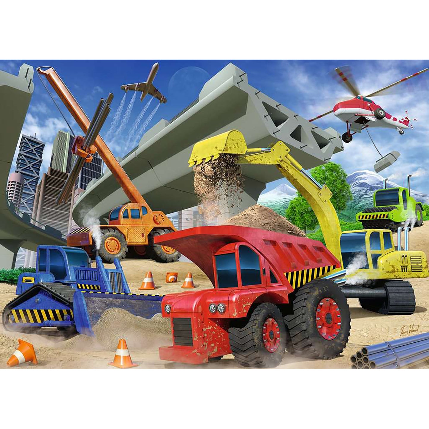 PUZZLE VEHICULE DE CONSTRUCTII, 60 PIESE - RAVENSBURGER (RVSPC05182) - Libelula Vesela - Jucarii