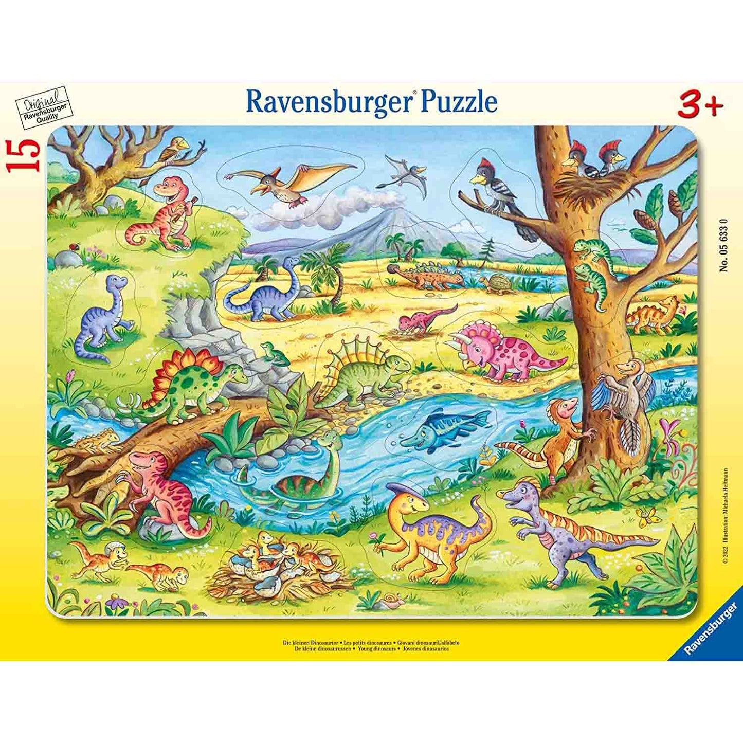 PUZZLE TIP RAMA DINOZAURI, 15 PIESE - RAVENSBURGER (RVSPC05633) - Libelula Vesela - Jucarii