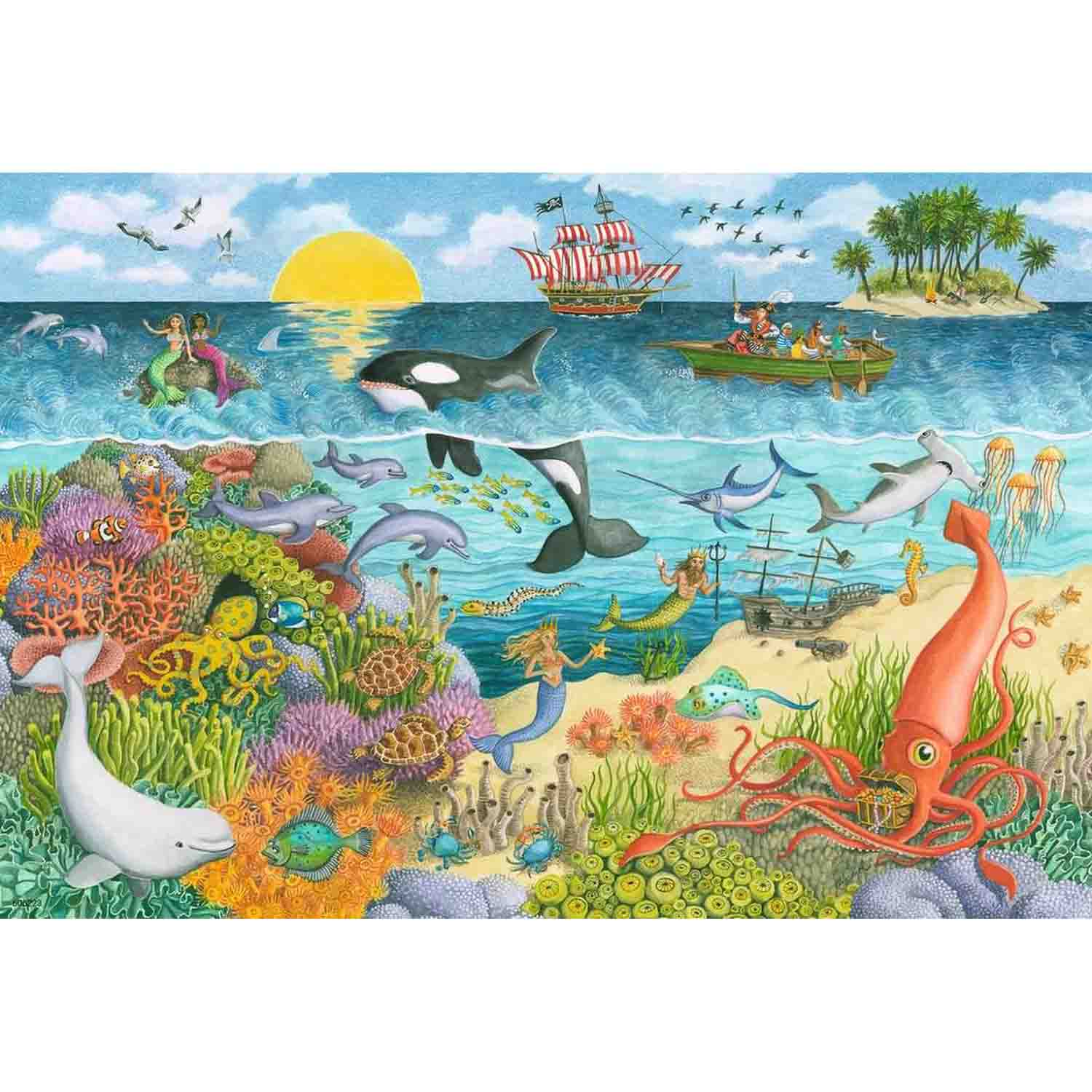 PUZZLE PIRATI SI SIRENE, 2X24 PIESE - RAVENSBURGER (RVSPC05676) - Libelula Vesela - Jucarii