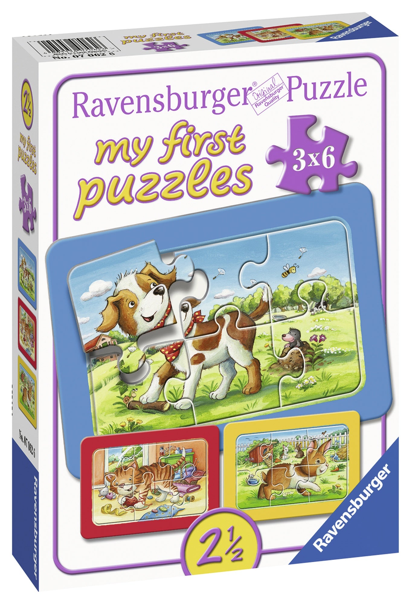 PUZZLE ANIMALUTE, 3X6 PIESE - RAVENSBURGER (RVSPC07062) - Libelula Vesela - Jucarii