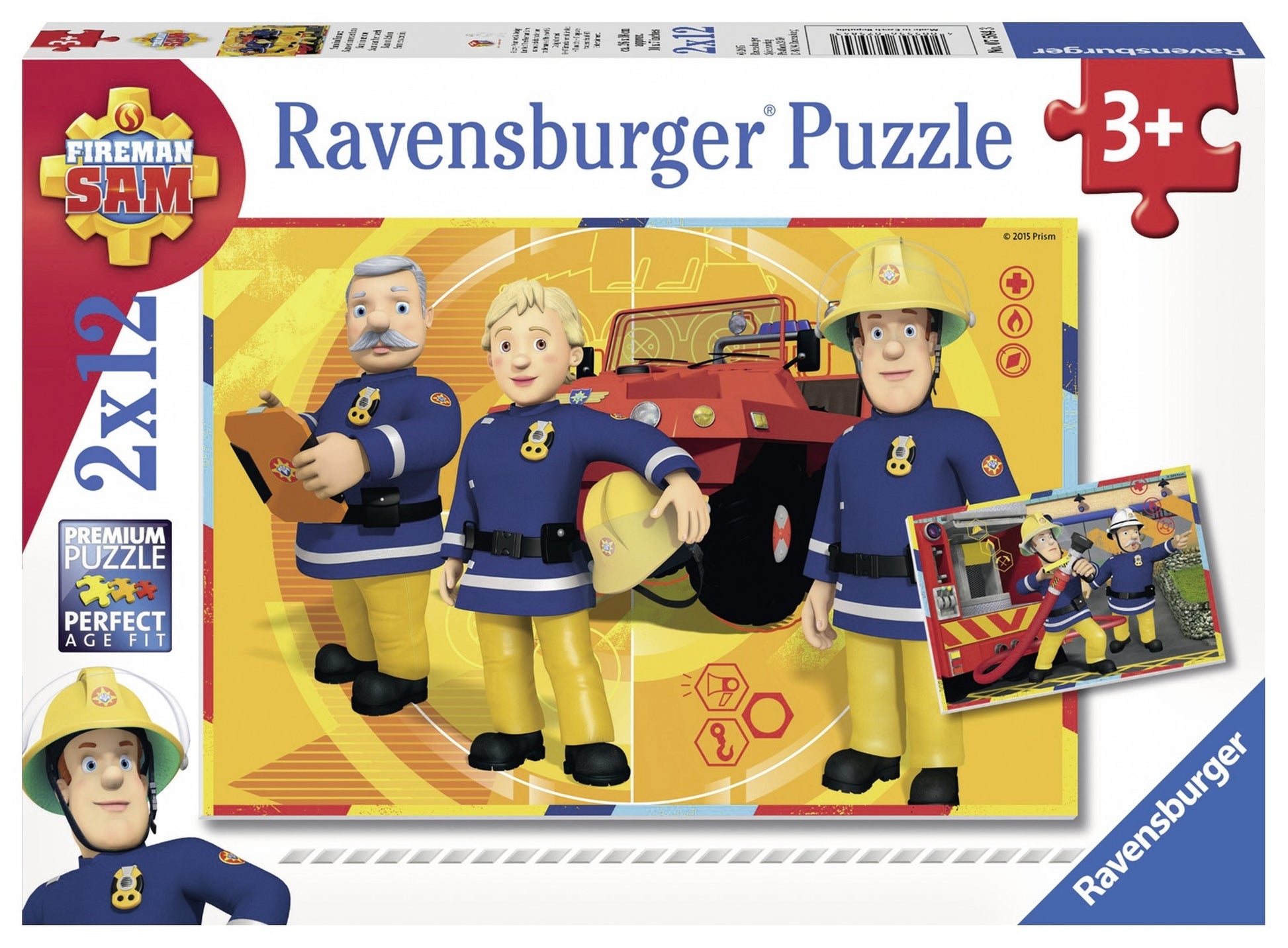 PUZZLE POMPIERUL SAM, 2X12 PIESE - RAVENSBURGER (RVSPC07584) - Libelula Vesela - Jucarii