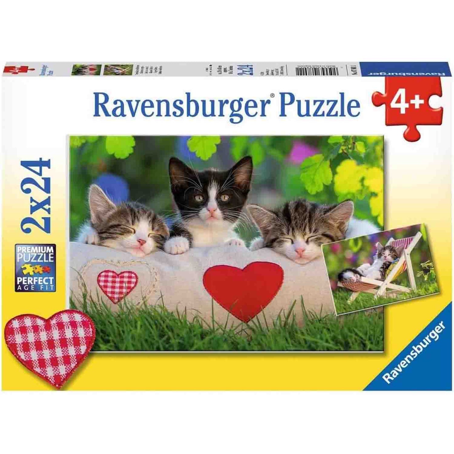 PUZZLE PISICUTE SOMNOROASE, 2X24 PIESE - RAVENSBURGER (RVSPC07801) - Libelula Vesela - Jucarii