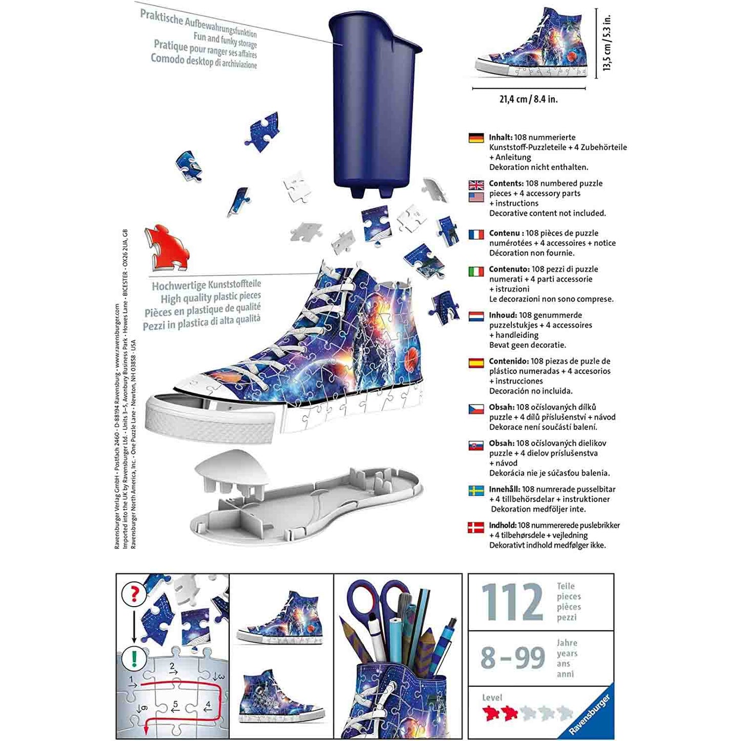 PUZZLE 3D SUPORT PIXURI SNEAKER ASTRONAUT, 108 PIESE - RAVENSBURGER (RVS3D11251) - Libelula Vesela - Jucarii