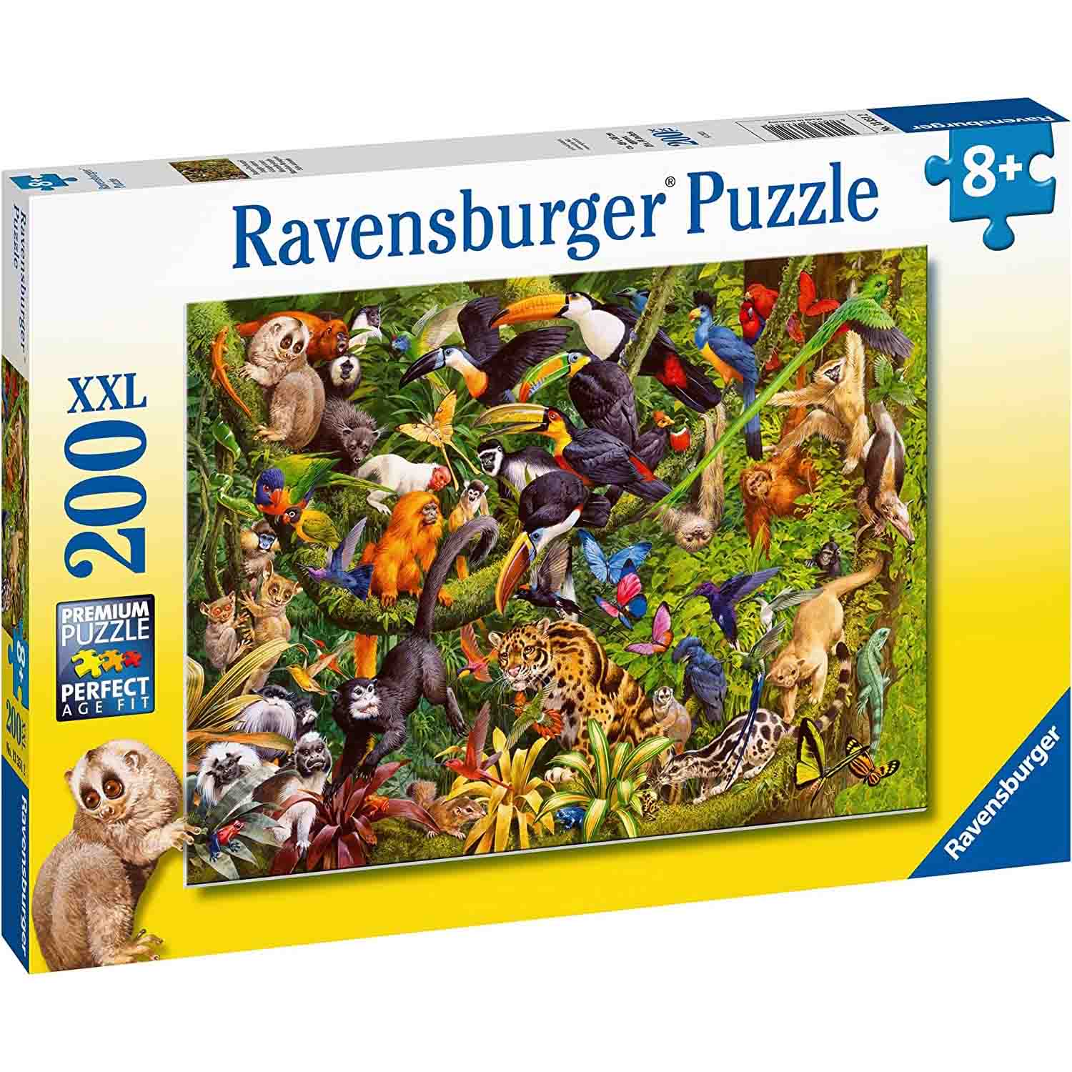 PUZZLE ANIMALE IN PADUREA TROPICALA, 200 PIESE - RAVENSBURGER (RVSPC13351) - Libelula Vesela - Jucarii