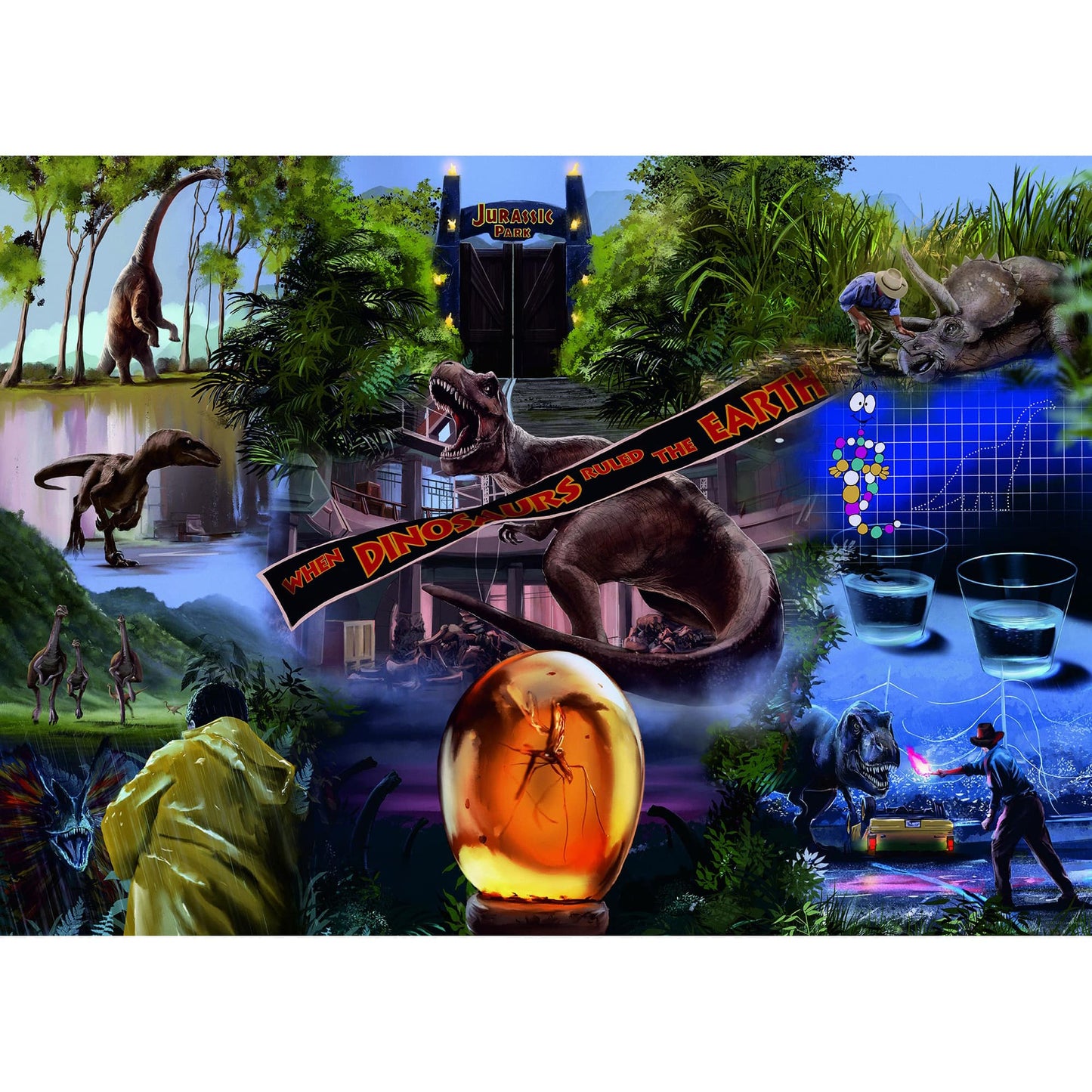 PUZZLE JURASSIC PARK, 1000 PIESE - RAVENSBURGER (RVSPA17147) - Libelula Vesela - Jucarii