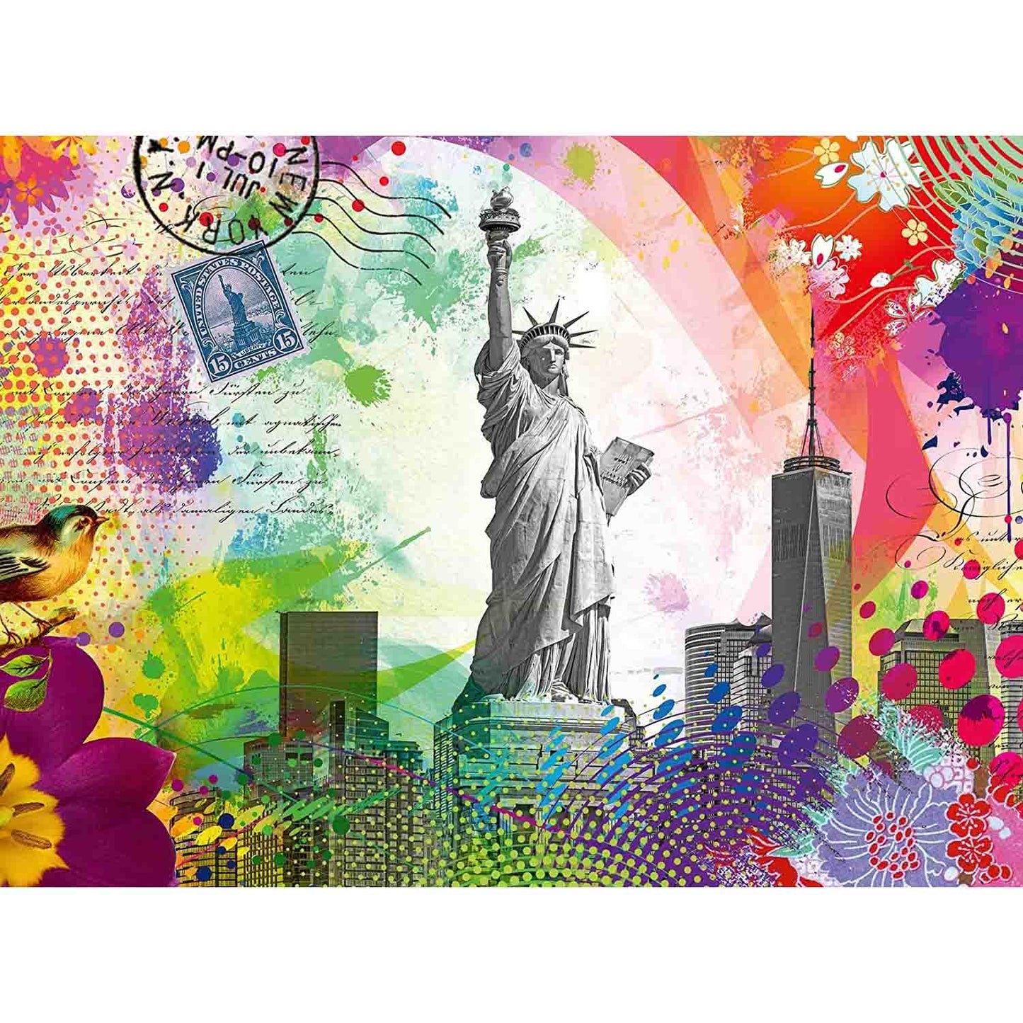 PUZZLE CARTE POSTALA NEW YORK, 500 PIESE - RAVENSBURGER (RVSPA17379) - Libelula Vesela - Jucarii