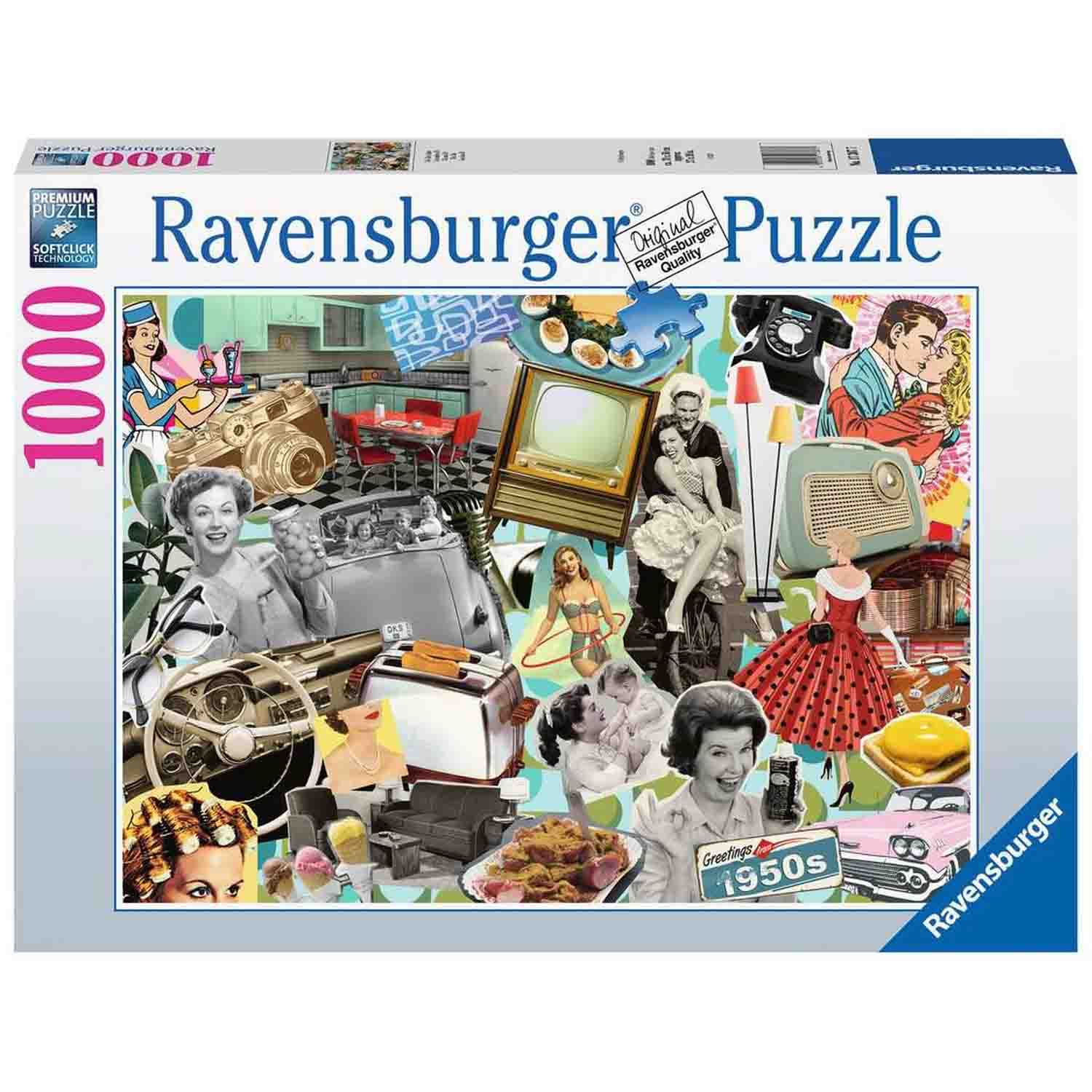 PUZZLE ANII 50, 1000 PIESE - RAVENSBURGER (RVSPA17387) - Libelula Vesela - Jucarii