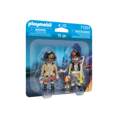 SET 2 FIGURINE - POMPIERI CU ACCESORII - PLAYMOBIL FIRE DEPARTMENT (PM71207) - Libelula Vesela - Jucarii