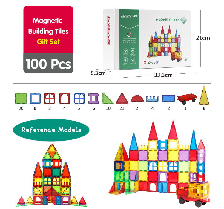 SET DE CONSTRUCTIE MAGNETIC 3D - 100 PIESE - MAGPLAYER (MPL-100) - Libelula Vesela - Jucarii