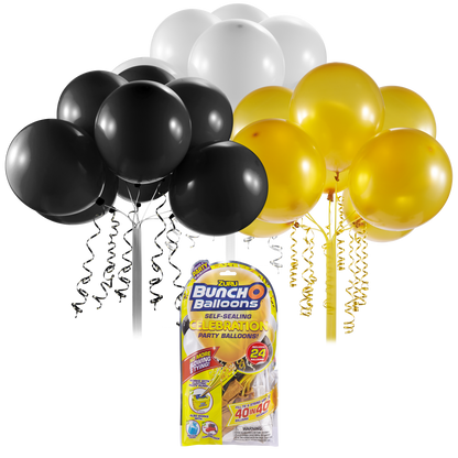 BUNCH O BALLOONS BALOANE DE PETRECERE SET REZERVE NEGRU, AURIU, ALB (24 BALOANE) - ZURU (56179DUQ1) - Libelula Vesela - Articole pentru petrecere