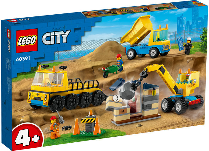 CAMIOANE DE CONSTRUCTIE SI MACARA CU BILA PENTRU DEMOLARI - LEGO CITY - LEGO (60391) - Libelula Vesela - Jucarii