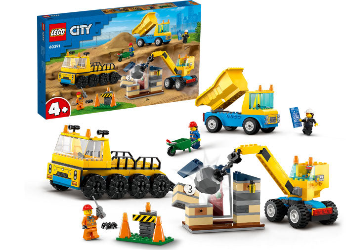 CAMIOANE DE CONSTRUCTIE SI MACARA CU BILA PENTRU DEMOLARI - LEGO CITY - LEGO (60391) - Libelula Vesela - Jucarii