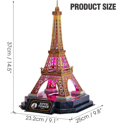 PUZZLE 3D TURNUL EIFFEL EDITIE LUMINOASA 51 PIESE - CUBICFUN (CUL534h) - Libelula Vesela - Jucarii