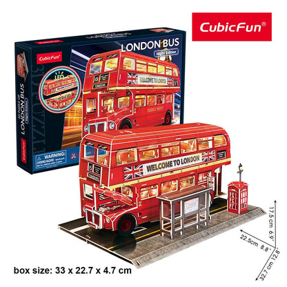 PUZZLE 3D LED AUTOBUZ CU ETAJ 161 PIESE - CUBICFUN (CUL538h) - Libelula Vesela - Jucarii