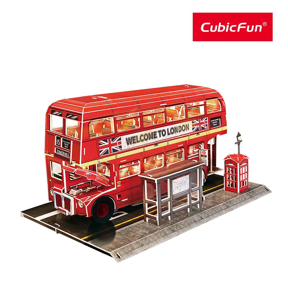 PUZZLE 3D LED AUTOBUZ CU ETAJ 161 PIESE - CUBICFUN (CUL538h) - Libelula Vesela - Jucarii