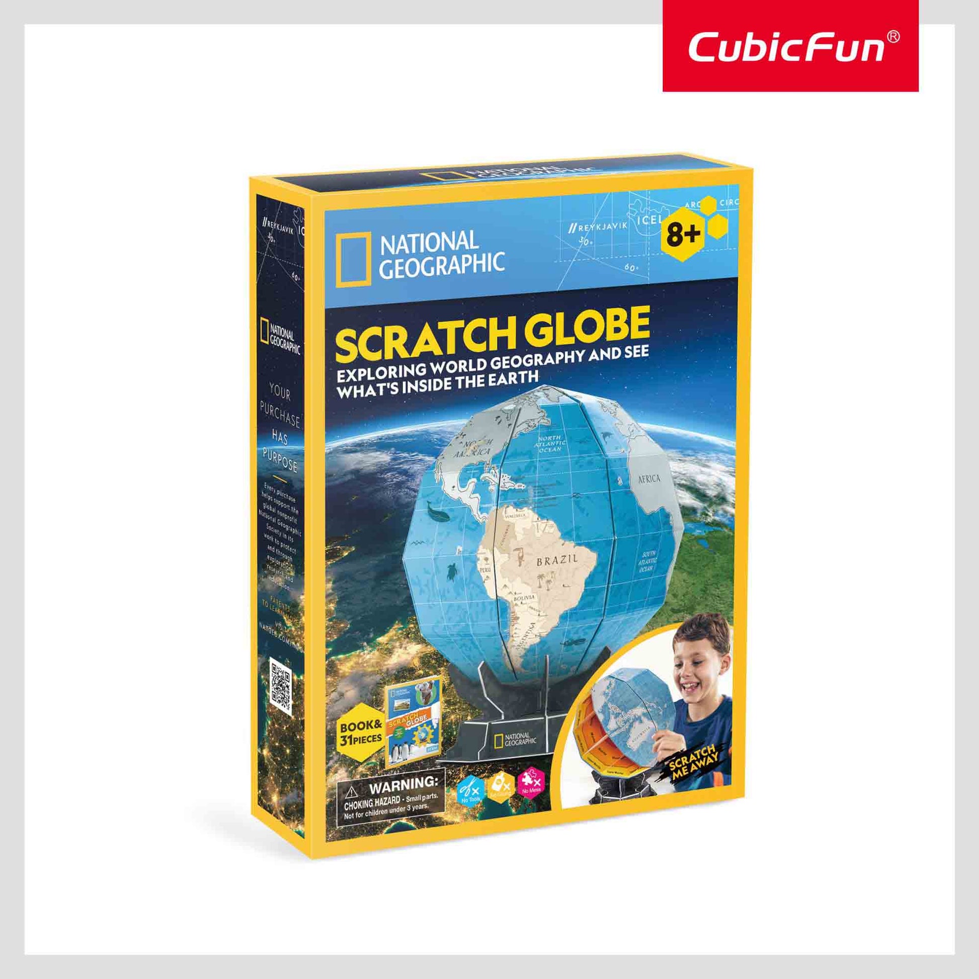 PUZZLE 3D GLOBUL PAMANTESC 32 PIESE SI BROSURA IN ROMANA - CUBICFUN (CUDS1082h) - Libelula Vesela - Jucarii