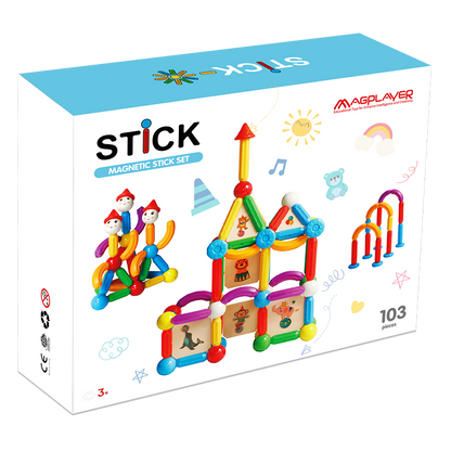 SET DE CONSTRUCTIE MAGNETIC - STICK (103 PIESE) - MAGPLAYER (MPO-103) - Libelula Vesela - Jucarii