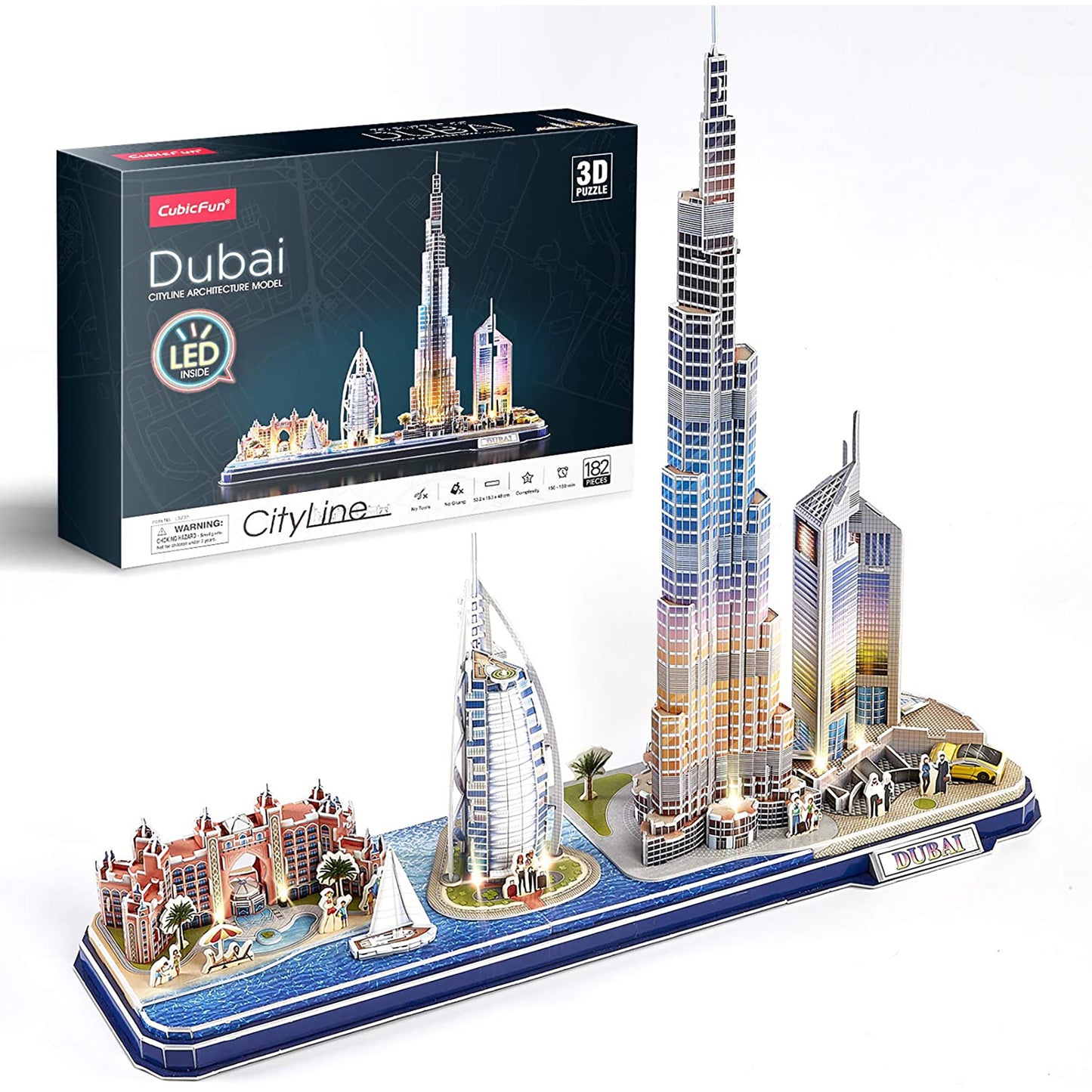 PUZZLE 3D LED DUBAI - 182 PIESE - CUBICFUN (L523h) - Libelula Vesela - Jucarii