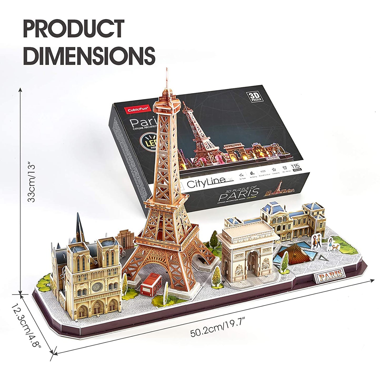 PUZZLE 3D LED PARIS - 115 PIESE - CUBICFUN (L525h) - Libelula Vesela - Jucarii