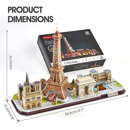 PUZZLE 3D LED PARIS - 115 PIESE - CUBICFUN (L525h) - Libelula Vesela - Jucarii