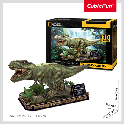 CUBIC FUN - PUZZLE 3D TYRANNOSAURUS REX 52 PIESE - CUBIC FUN (CUDS1051h) - Libelula Vesela - Jucarii