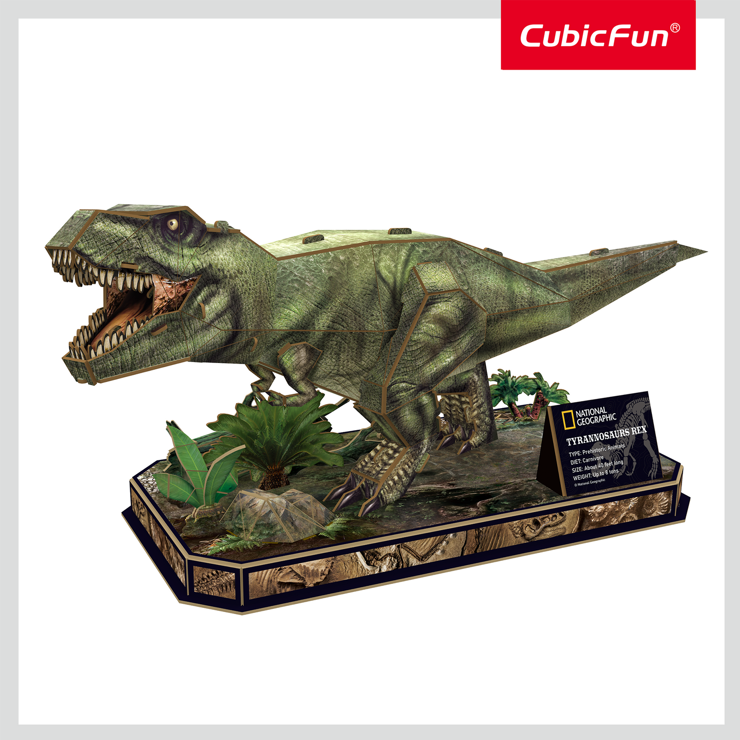 CUBIC FUN - PUZZLE 3D TYRANNOSAURUS REX 52 PIESE - CUBIC FUN (CUDS1051h) - Libelula Vesela - Jucarii