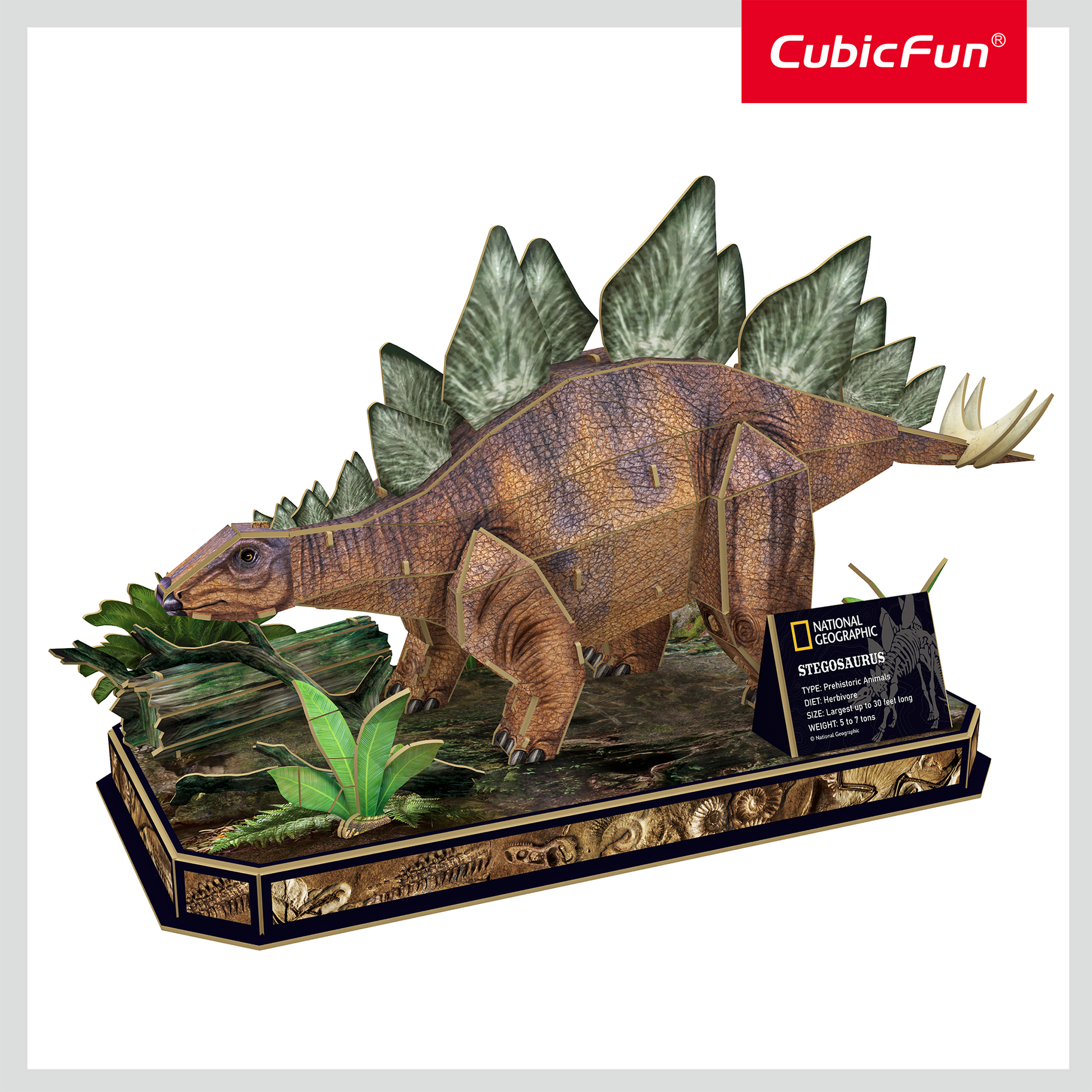 CUBIC FUN - PUZZLE 3D STEGOSAURUS 62 PIESE - CUBIC FUN (CUDS1054h) - Libelula Vesela - Jucarii